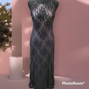 Vintage New Roberta Black Lace Maxi Length Dress